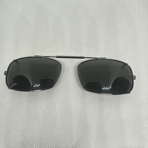 Solar Shield Clip-On Sunglasses Polarized Rectangle Black Mens UV400 Skinny Thin